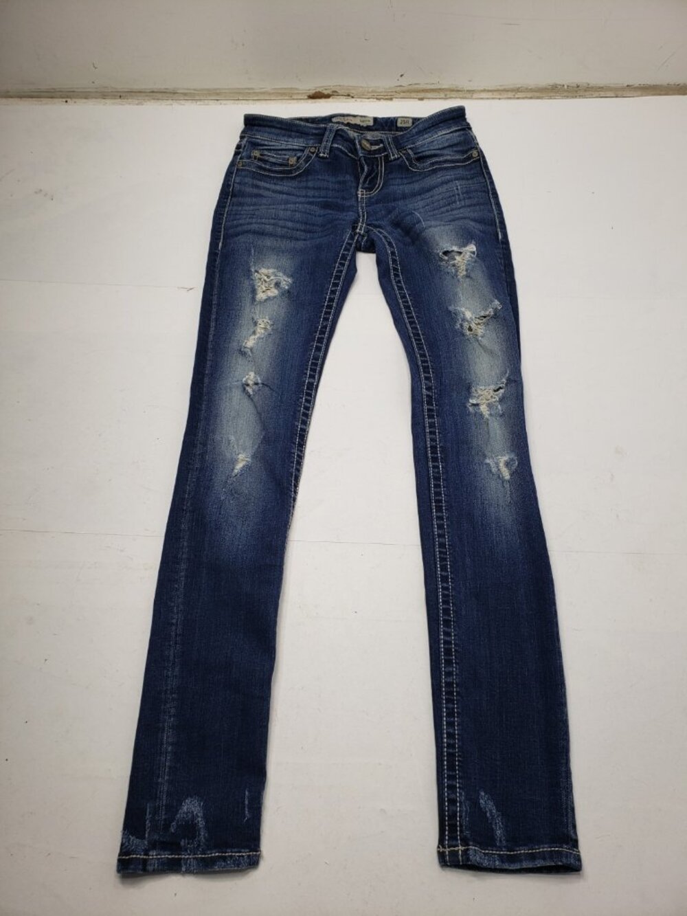 BKE Sabrina Women's Jeans 25x31.5 Distressed Stretch Medium Wash Denim